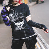 Asymmetry Skull Long Sleeve Tee