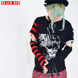 Asymmetry Skull Long Sleeve Tee