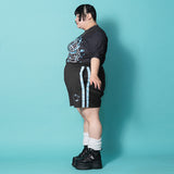 [プラスサイズ]安心 ジャージショートパンツ BK/P.BL