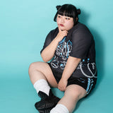 [プラスサイズ]安心 ジャージショートパンツ BK/P.BL