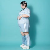 [プラスサイズ]安心 ジャージショートパンツ パステルブルー