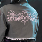 Heart Hack クロップドジャケット DARK GRAY/PINK