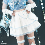 Heart Hack Skirt WHITE/PASTEL BLUE