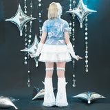 Heart Hack Skirt WHITE/PASTEL BLUE