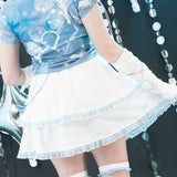 Heart Hack Skirt WHITE/PASTEL BLUE