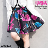 Poison-Cherry Flare Skirt