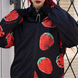 Asymmetry Strawberry Zip BIG Hoodie