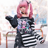EMO Punk Menhera Chan Zip Long Sleeve Tee