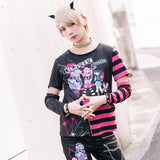 EMO Punk Menhera Chan Zip Long Sleeve Tee