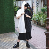 [Short Sleeve] Asymmetry Usamimi Zip Parka