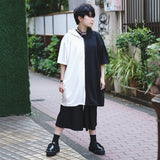 [Short Sleeve] Asymmetry Usamimi Zip Parka