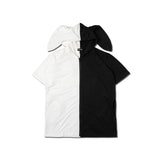 [Short Sleeve] Asymmetry Usamimi Zip Parka