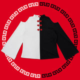 Assimetry Off-Shoulder China Button T-Shirt